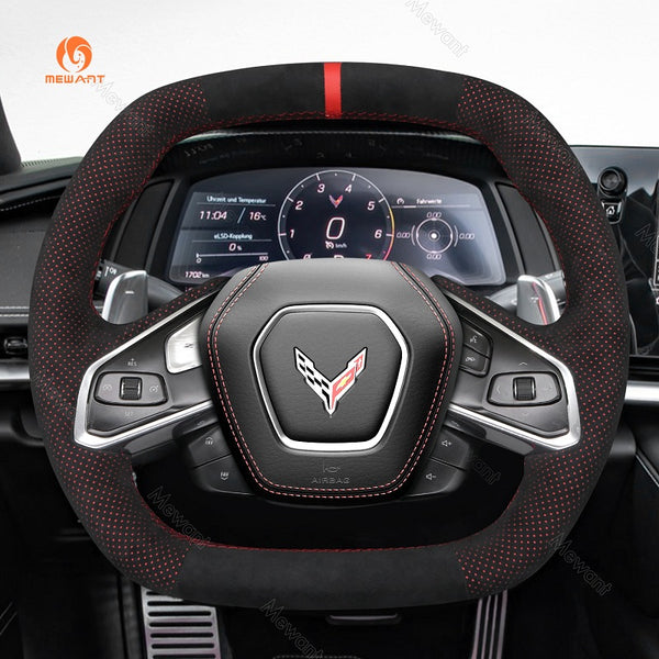 Mewant® Alcantara Car Steering Wheel Cover for Chevrolet (Chevy) Corvette C8
