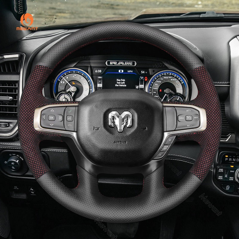 Mewant Mesh Alcantara Car Steering Wheel Cover for for Dodge RAM 1500 2018-2023