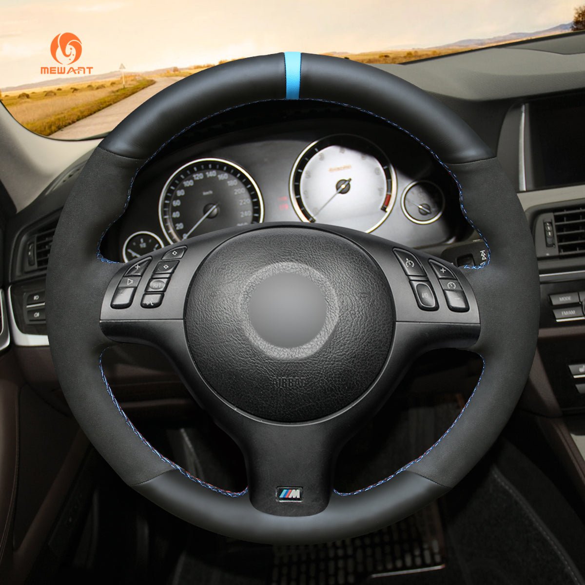 Mewant® Alcantara Car Steering Wheel for 3 Series E46/5 5 Series E39 M3 E46 M5 E39 - SteeringCover