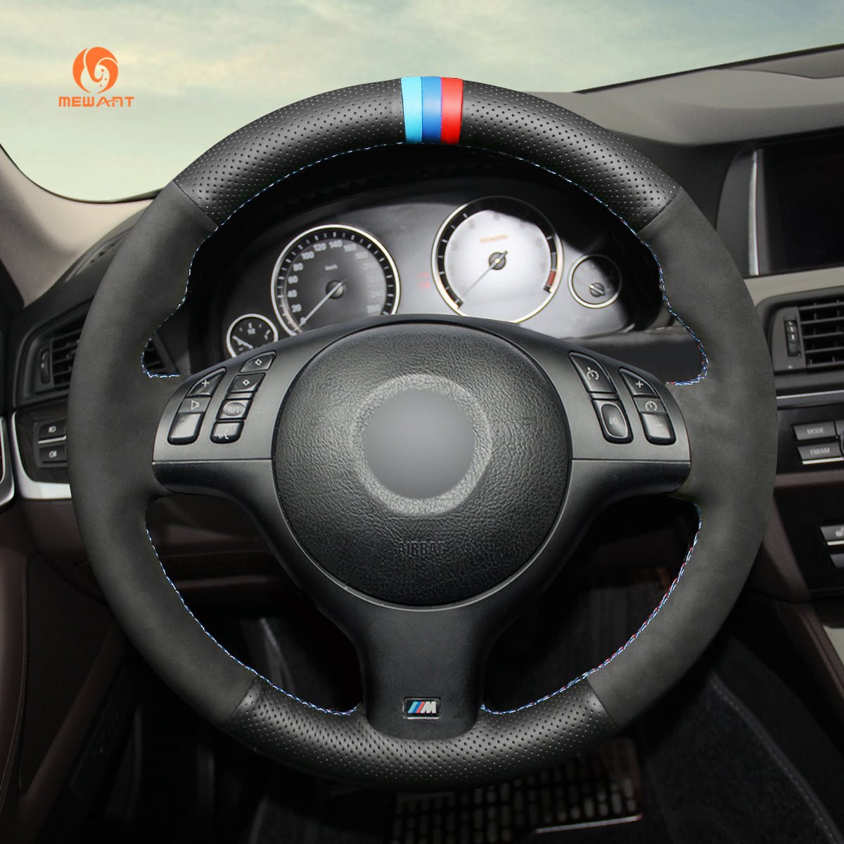 Mewant® Alcantara Car Steering Wheel for 3 Series E46/5 5 Series E39 M3 E46 M5 E39 - SteeringCover