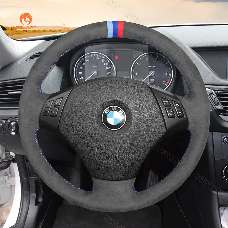 Mewant® Alcantara Car Steering Wheel for 3 Series E90 (Sedan) 2005 - 2011 3 Series E91 (Touring) 2005 - 2011 X1 E84 2009 - 2015 - SteeringCover