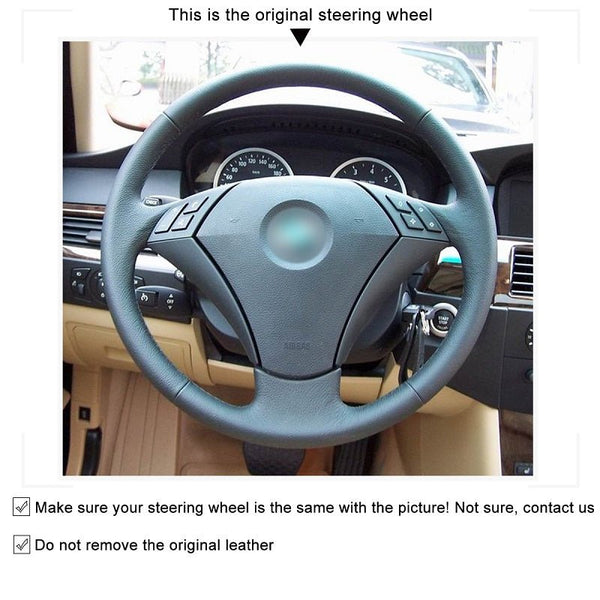 Mewant® Alcantara Car Steering Wheel for 5 Series E60 (Sedan) 2003 - 2009 5 Series E61 (Touring) 2004 - 2009 - SteeringCover