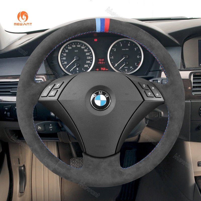 Mewant® Alcantara Car Steering Wheel for 5 Series E60 (Sedan) 2003 - 2009 5 Series E61 (Touring) 2004 - 2009 - SteeringCover