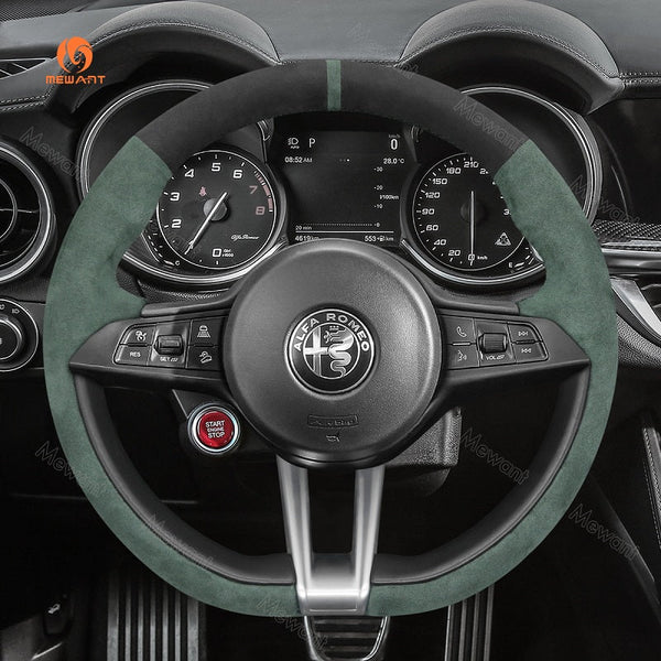 Mewant® Alcantara Car Steering Wheel for Alfa Romeo Giulia (Quadrifoglio) Stelvio (Quadrifoglio) - SteeringCover