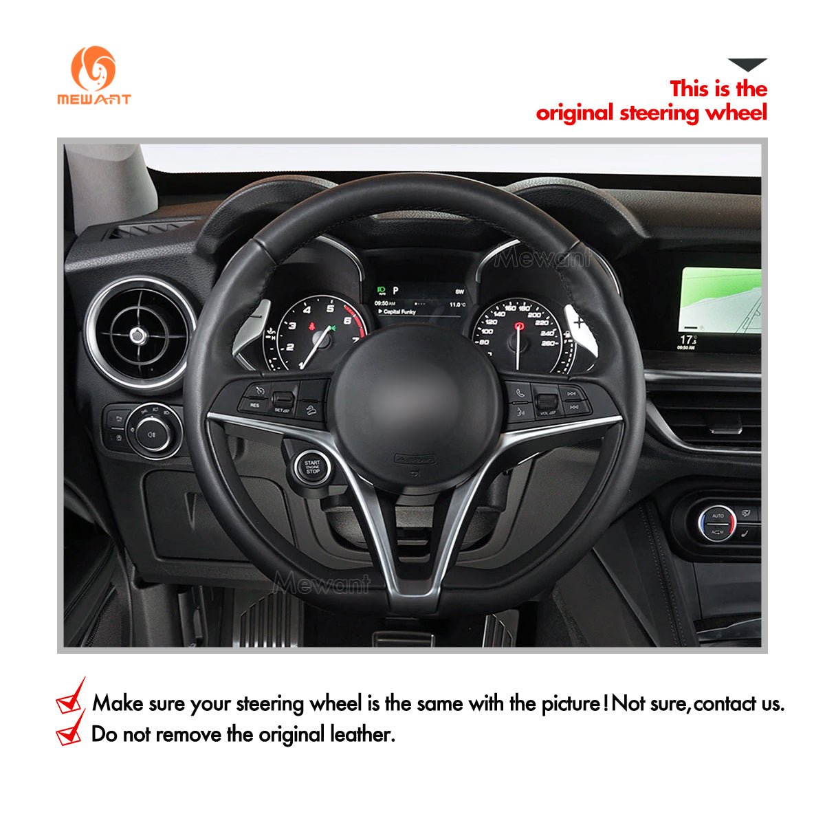 Mewant® Alcantara Car Steering Wheel for Alfa Romeo Giulia Stelvio 2018 - 2020 - SteeringCover