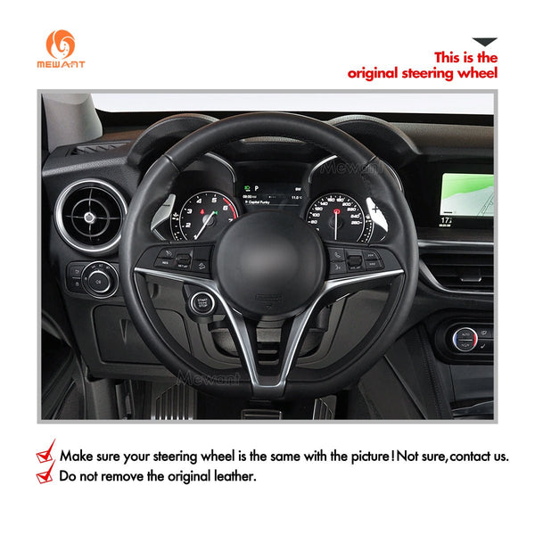 Mewant® Alcantara Car Steering Wheel for Alfa Romeo Giulia Stelvio 2018 - 2020 - SteeringCover