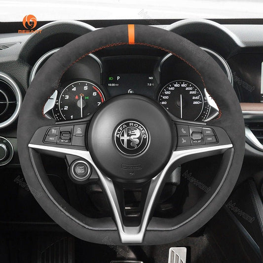 Mewant® Alcantara Car Steering Wheel for Alfa Romeo Giulia Stelvio 2018 - 2020 - SteeringCover