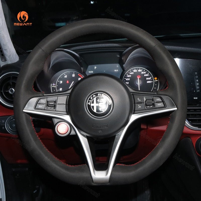 Mewant® Alcantara Car Steering Wheel for Alfa Romeo Giulia Stelvio 2018 - 2020 - SteeringCover
