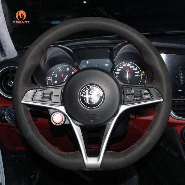 Mewant® Alcantara Car Steering Wheel for Alfa Romeo Giulia Stelvio 2018 - 2020 - SteeringCover