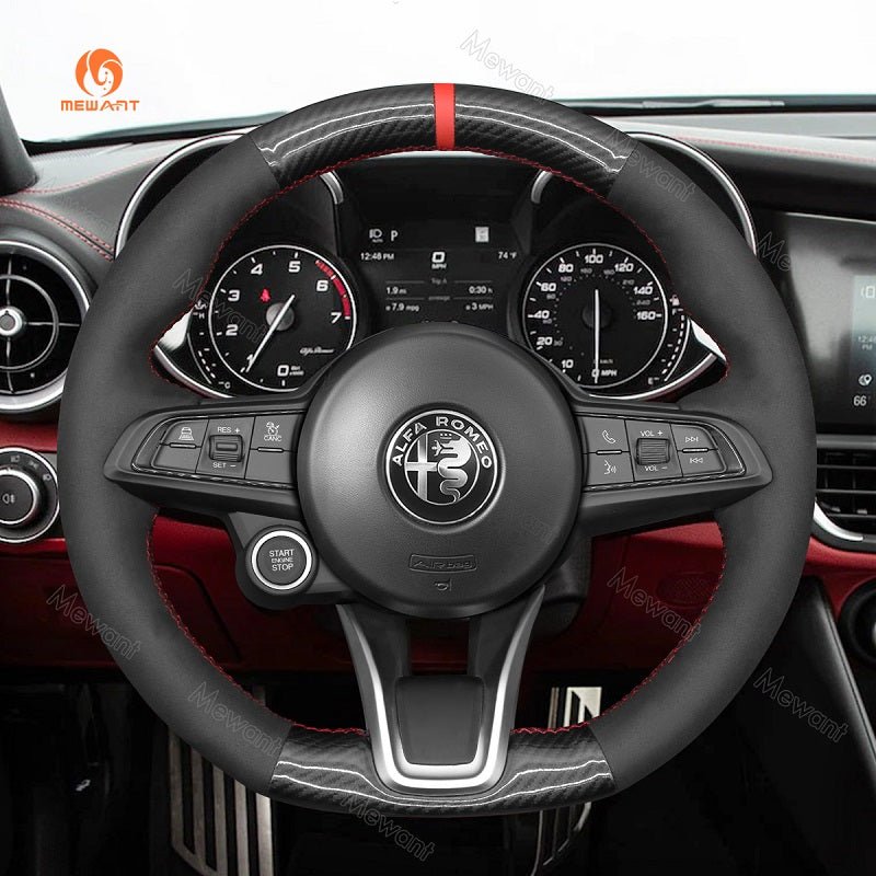 Mewant® Alcantara Car Steering Wheel for Alfa Romeo Giulia Stelvio Tonale - SteeringCover
