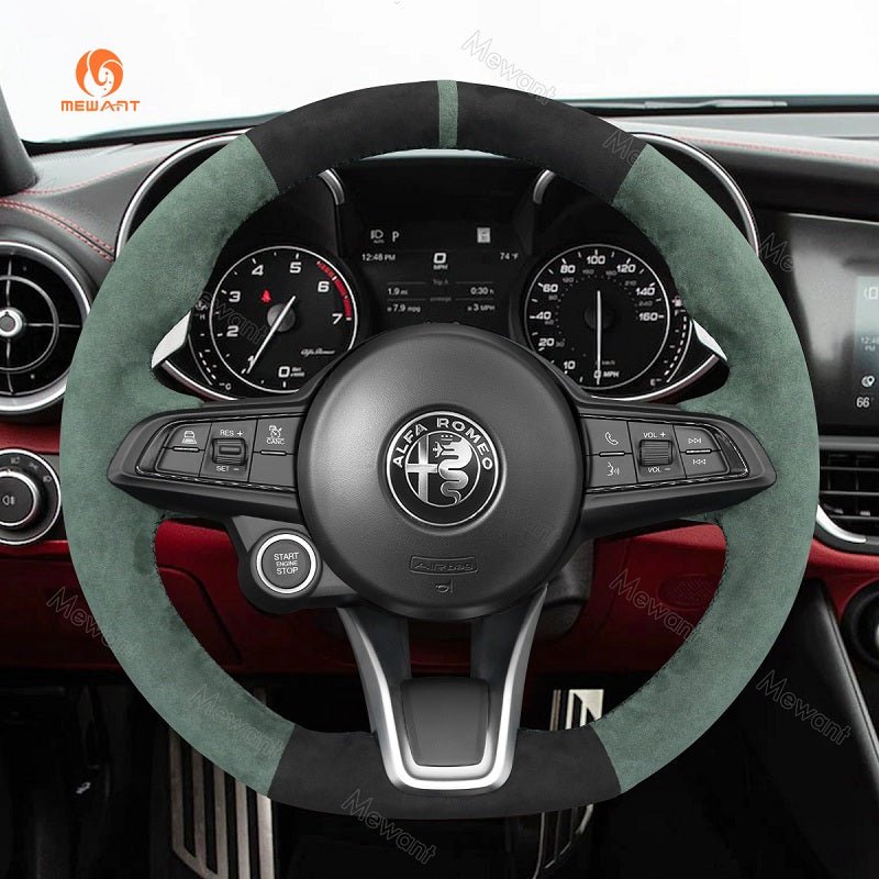 Mewant® Alcantara Car Steering Wheel for Alfa Romeo Giulia Stelvio Tonale - SteeringCover