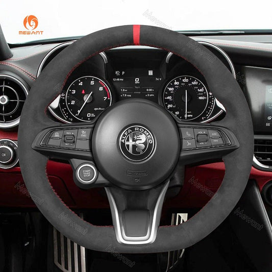 Mewant® Alcantara Car Steering Wheel for Alfa Romeo Giulia Stelvio Tonale - SteeringCover