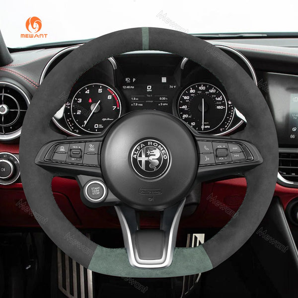Mewant® Alcantara Car Steering Wheel for Alfa Romeo Giulia Stelvio Tonale - SteeringCover