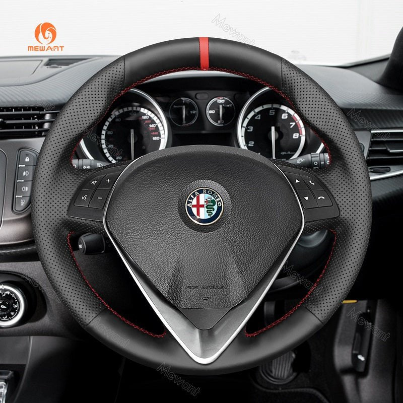 Mewant® Alcantara Car Steering Wheel for Alfa Romeo Giulietta 2014 - 2021 / MiTo 2014 - 2019 ( Round shape steering wheel) - SteeringCover