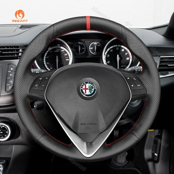 Mewant® Alcantara Car Steering Wheel for Alfa Romeo Giulietta 2014 - 2021 / MiTo 2014 - 2019 ( Round shape steering wheel) - SteeringCover