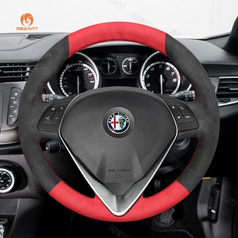 Mewant® Alcantara Car Steering Wheel for Alfa Romeo Giulietta 2014 - 2021 / MiTo 2014 - 2019 ( Round shape steering wheel) - SteeringCover