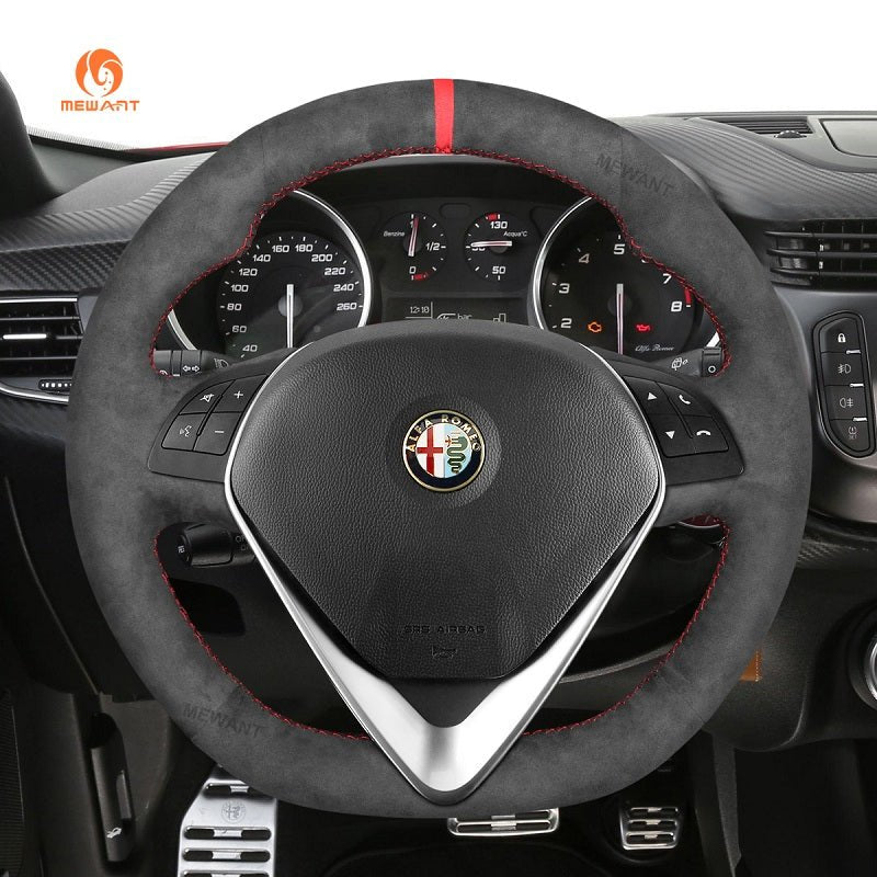 Mewant® Alcantara Car Steering Wheel for Alfa Romeo Giulietta 2014 - 2021 / MiTo 2014 - 2019 ( Round shape steering wheel) - SteeringCover