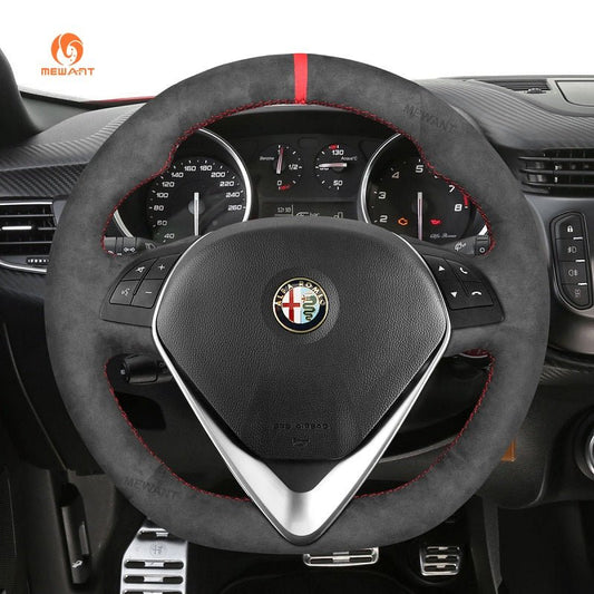 Mewant® Alcantara Car Steering Wheel for Alfa Romeo Giulietta 2014 - 2021 / MiTo 2014 - 2019 ( Round shape steering wheel) - SteeringCover
