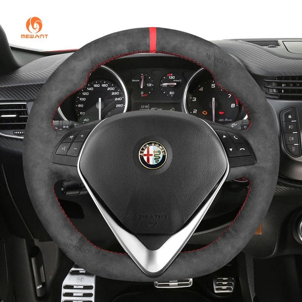 Mewant® Alcantara Car Steering Wheel for Alfa Romeo Giulietta 2014 - 2021 / MiTo 2014 - 2019 ( Round shape steering wheel) - SteeringCover