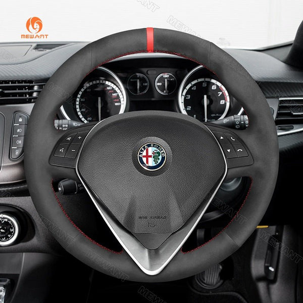 Mewant® Alcantara Car Steering Wheel for Alfa Romeo Giulietta 2014 - 2021 / MiTo 2014 - 2019 ( Round shape steering wheel) - SteeringCover
