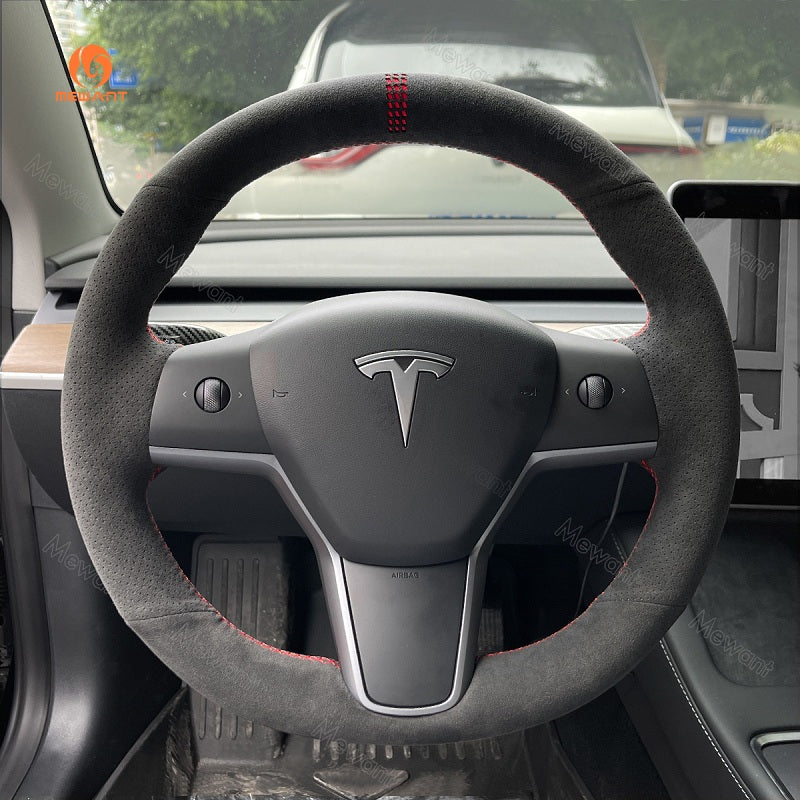 Mewant® Alcantara-Lenkradbezug für Tesla Model 3 2017-2023 / Model Y 2020-2023