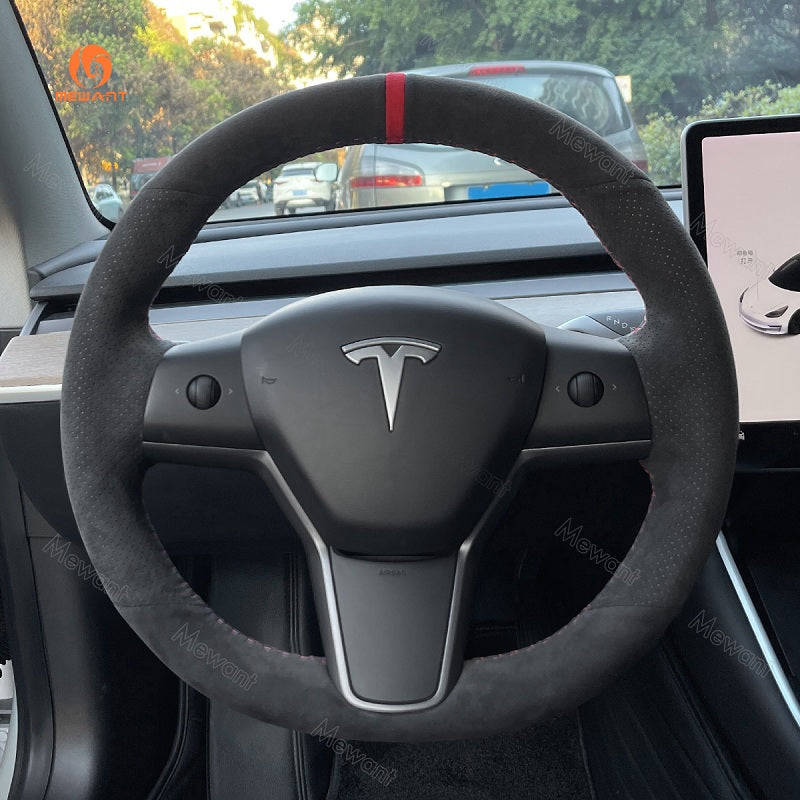 Mewant® Alcantara-Lenkradbezug für Tesla Model 3 2017-2023 / Model Y 2020-2023