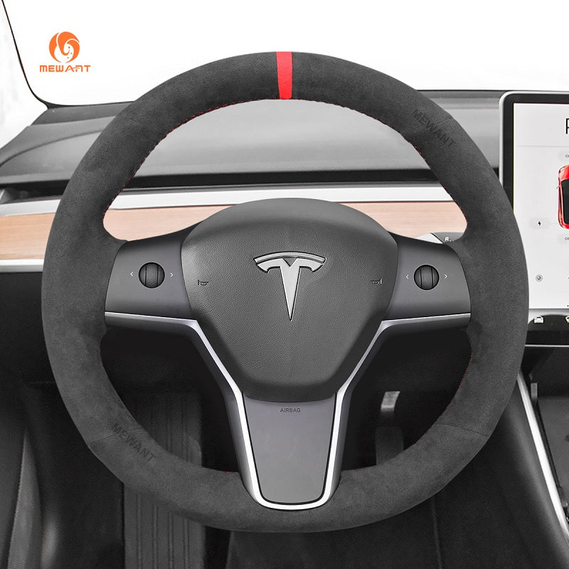 Mewant® Alcantara-Lenkradbezug für Tesla Model 3 2017-2023 / Model Y 2020-2023
