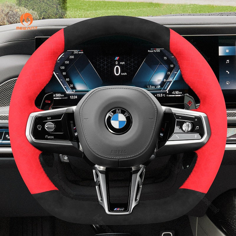 Mewant® Alcantara Car Steering Wheel Cover for BMW (M Sport) 5 Series G60 2024 7 Series G70 2023-2024 i5 G60 2024 i7 G70 2023-2024