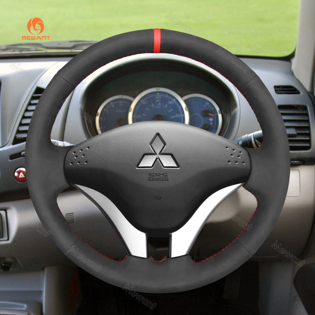 Mewant Car Steering Wheel Cover for Mitsubishi L200 2006-2015 Mitsubishi Triton 2006-2012