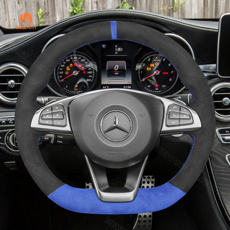 Mewant® Alcantara Car Steering Wheel Cover for Mercedes Benz W205 AMG C43 C117 GLA45 X156 C218 W213 X253 C253 W166