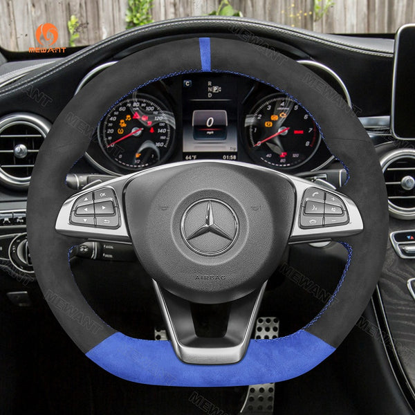 Mewant® Alcantara Car Steering Wheel Cover for Mercedes Benz W205 AMG C43 C117 GLA45 X156 C218 W213 X253 C253 W166