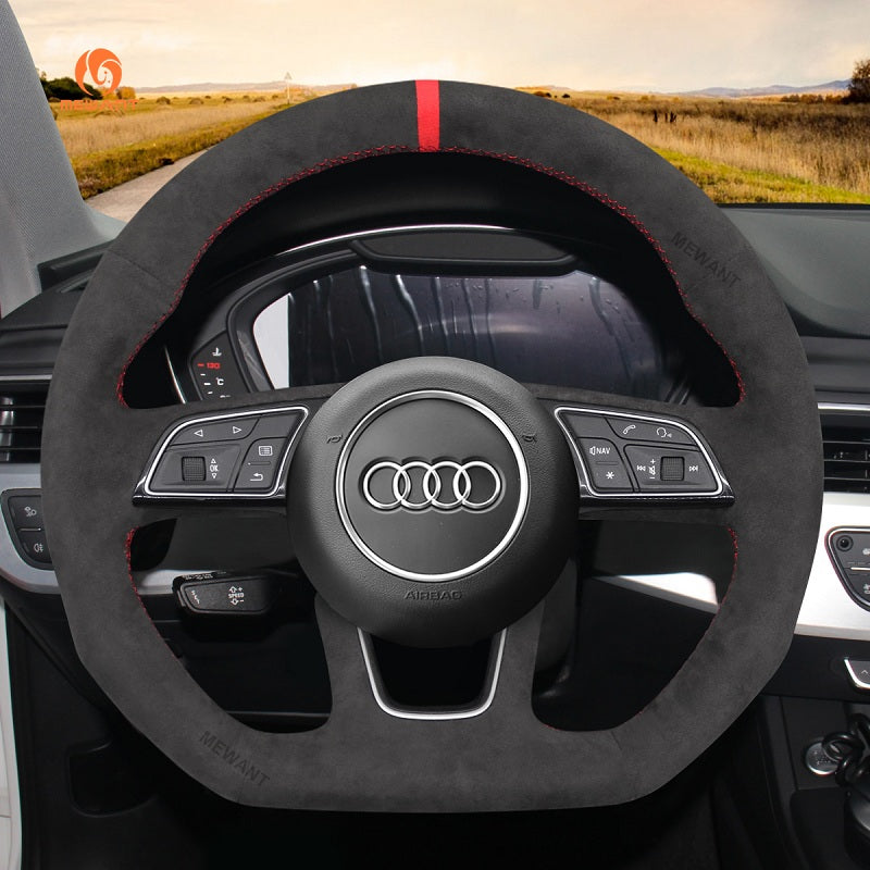 Mewant® Alcantara Car Steering Wheel Cover for Audi A1 A3 A4 A5 S3 S4 S5 Q2 RS3 RS4 RS5 Q2 SQ2