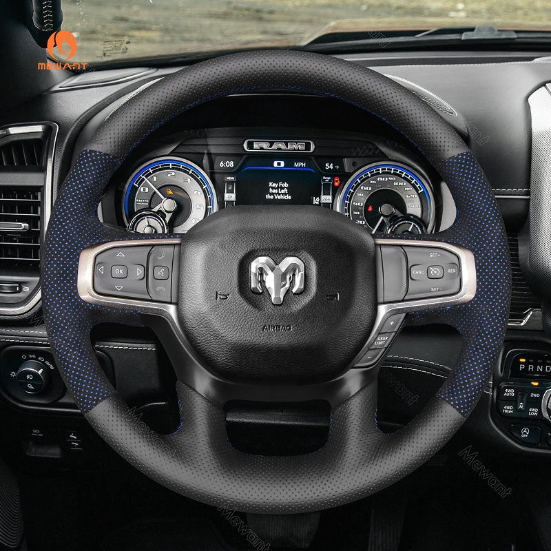 Mewant Mesh Alcantara Car Steering Wheel Cover for for Dodge RAM 1500 2018-2023
