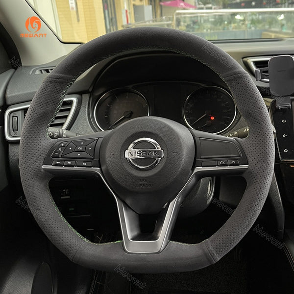 Mewant® Alcantara Car Steering Wheel Cover for Nissan Qashqai X-Trail III(T32) Altima VI(L34) KicksLeaf II(ZE1 Rogue II(T32) Rogue Sport Sentra VIII(B18) Versa III(N18)
