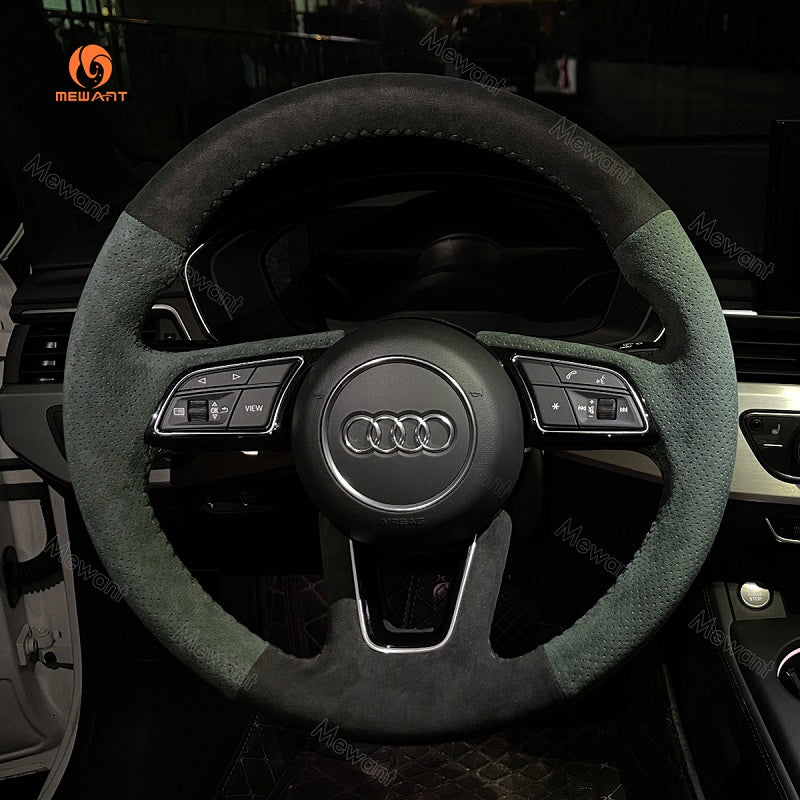 Mewant® Alcantara Car Steering Wheel Cover for Audi A1 (8X) A3 (8V/8Y) A4 (B9/8W) Allroad (B9/8W) A5 (8W6) S3 (8V) S4 (B9/8W) S5 (8W6) Q2 RS 4 (B9/8W)