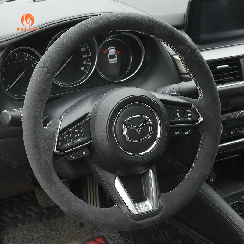 Mewant® Alcantara Car Steering Wheel Cover for Mazda 3 Axela Mazda 6 Atenza CX-5 CX5 CX-9