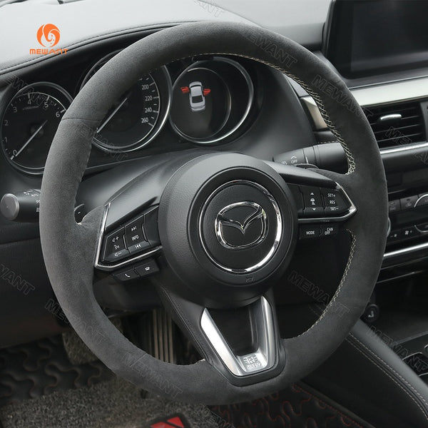 Mewant® Alcantara Car Steering Wheel Cover for Mazda 3 Axela Mazda 6 Atenza CX-5 CX5 CX-9