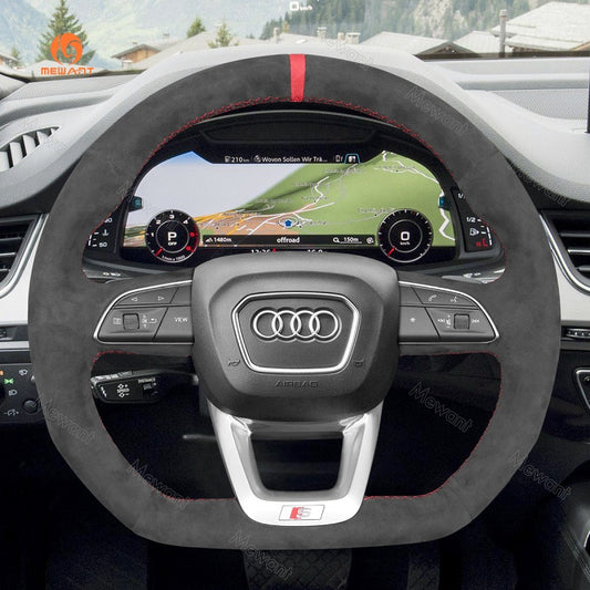 Mewant® Alcantara Car Steering Wheel Cover for Audi Q3 (F3) Q5 (FY) SQ5 (FY) Q7 (4M) SQ7 (4M) RSQ8 Q5