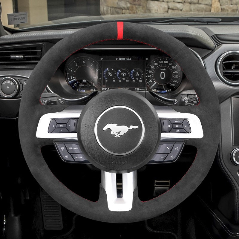 Mewant® Alcantara Car Steering Wheel Cover for Ford Mustang 2015-2023