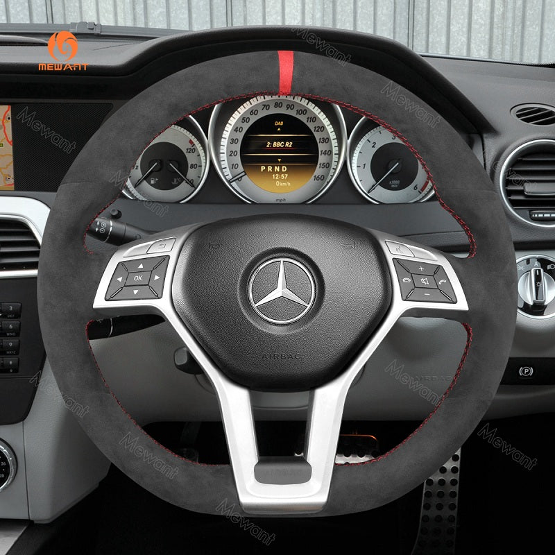 Mewant® Alcantara Car Steering Wheel Cover for C-Class W204 E-Class W212 CLS-Class C218GLA 45 AMG X156 SL-Class R231 SLK-Class R172