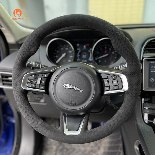 Mewant® Alcantara Car Steering Wheel Cover for Jaguar E-Pace (X540) F-Pace (X761) XE (X760) XF (X260) XF Sportbrake (X260)