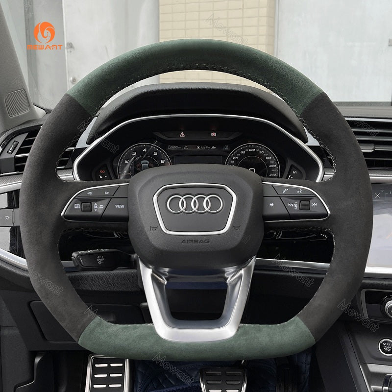 Mewant® Alcantara Car Steering Wheel Cover for Audi Q3 (F3) Q5 (FY) SQ5 (FY) Q7 (4M) SQ7 (4M) RSQ8 Q5