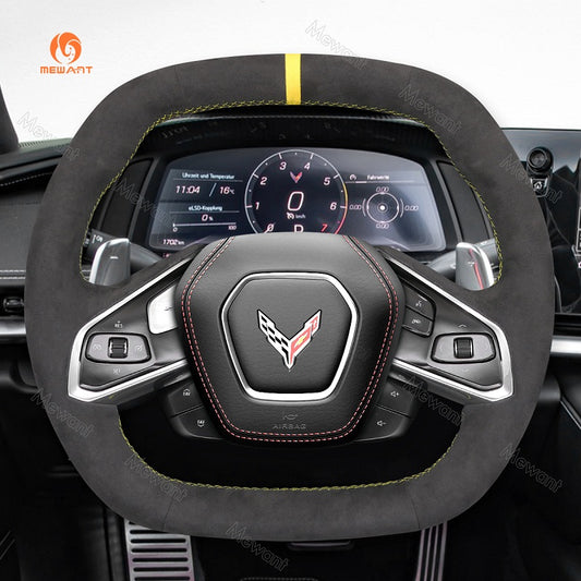 Mewant® Alcantara Car Steering Wheel Cover for Chevrolet (Chevy) Corvette C8