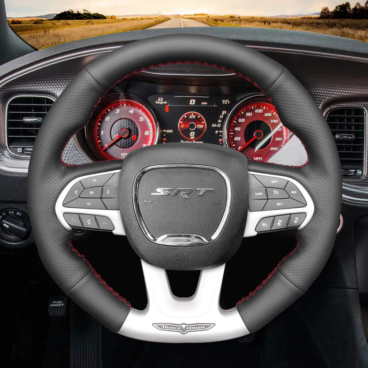 Mewant Car Steering Wheel Cover for Dodge Challenger (SRT) Charger (SRT) Durango (SRT)