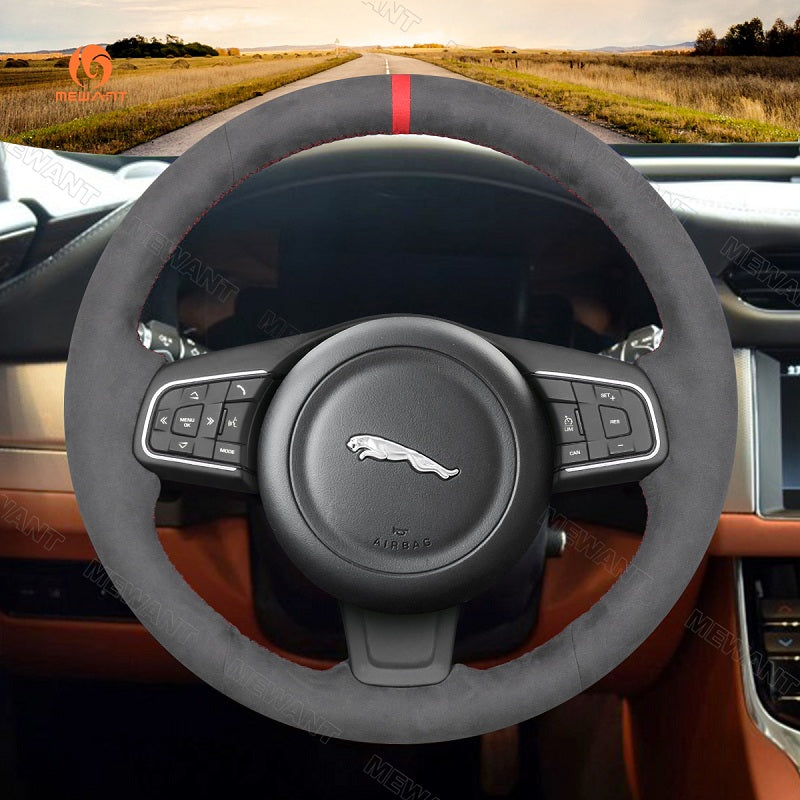 Mewant® Alcantara Car Steering Wheel Cover for Jaguar E-Pace (X540) F-Pace (X761) XE (X760) XF (X260) XF Sportbrake (X260)