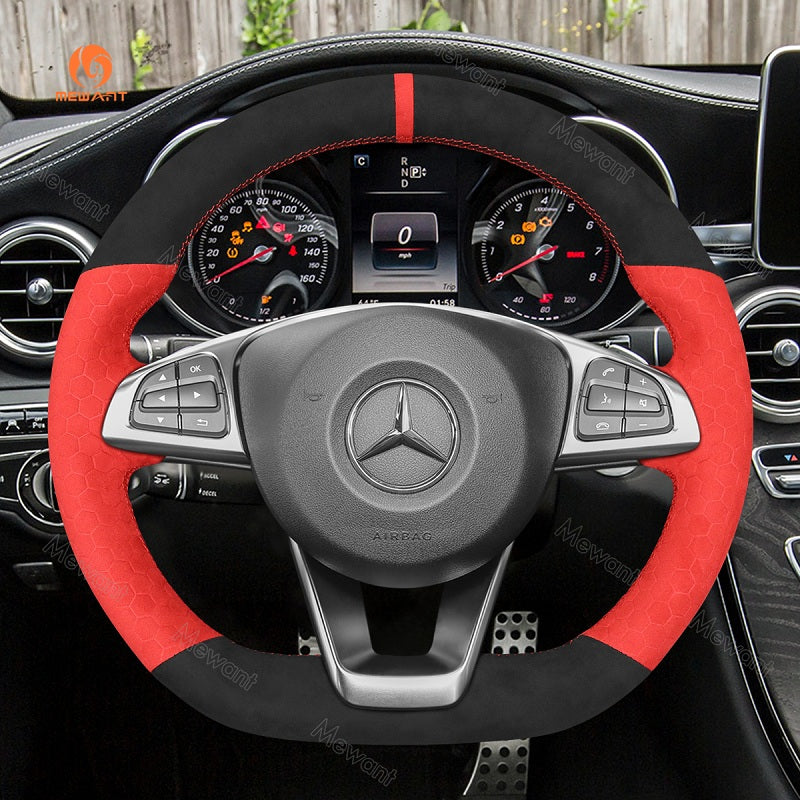 Mewant® Alcantara Car Steering Wheel Cover for Mercedes Benz W205 AMG C43 C117 GLA45 X156 C218 W213 X253 C253 W166