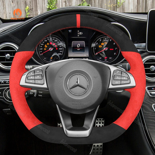 Mewant® Alcantara Car Steering Wheel Cover for Mercedes Benz W205 AMG C43 C117 GLA45 X156 C218 W213 X253 C253 W166