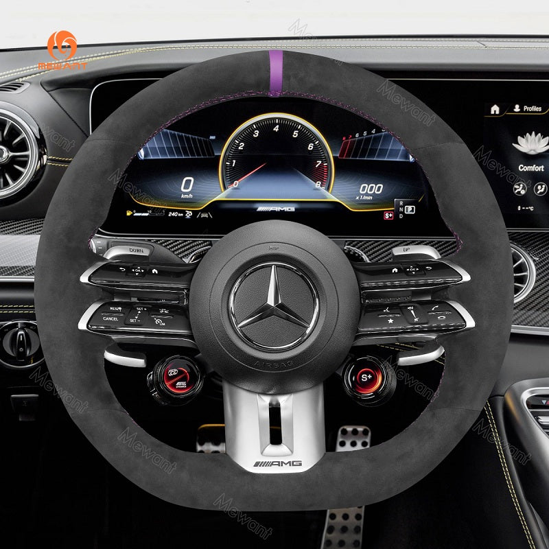 Mewant® Alcantara Car Steering Wheel Cover for Mercedes-Benz AMG GT C190/R190 E53 / E63S W213 EQE V295 SL55 SL63 R232