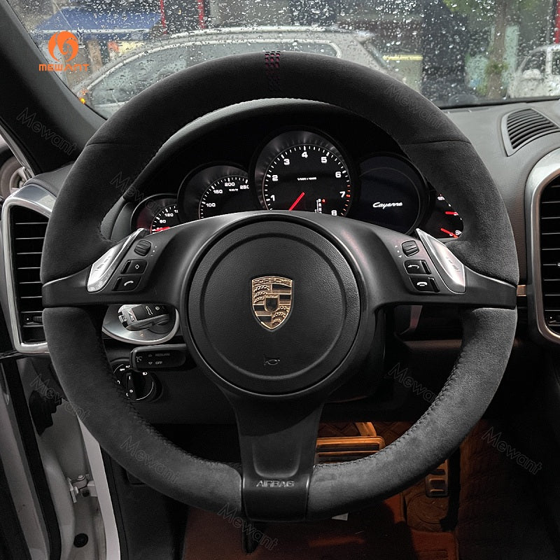 Mewant® Alcantara Car Steering Wheel Cover for Porsche 911 (991) Boxster (981) Cayman (981) Cayenne Panamera