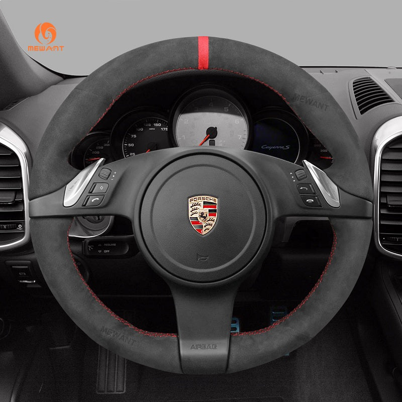 Mewant® Alcantara Car Steering Wheel Cover for Porsche 911 (991) Boxster (981) Cayman (981) Cayenne Panamera